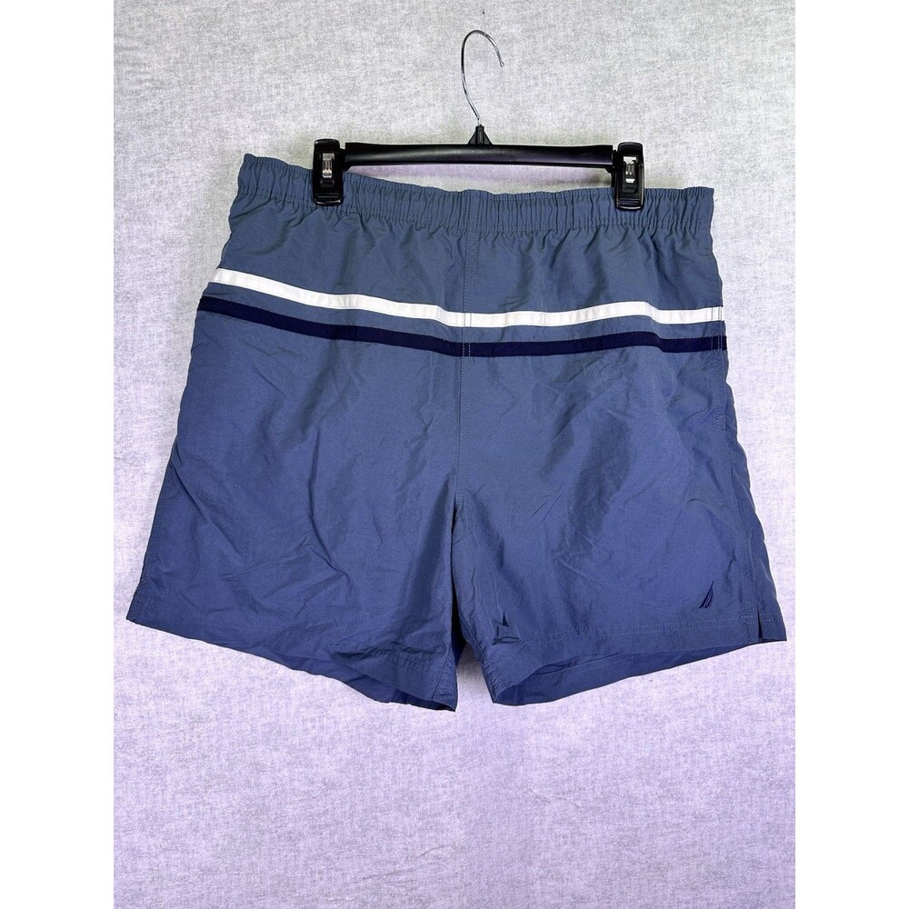 Nautica Men's L Large  Board Surf Swim Shorts Blue Trunks Mesh Lined Drawstring